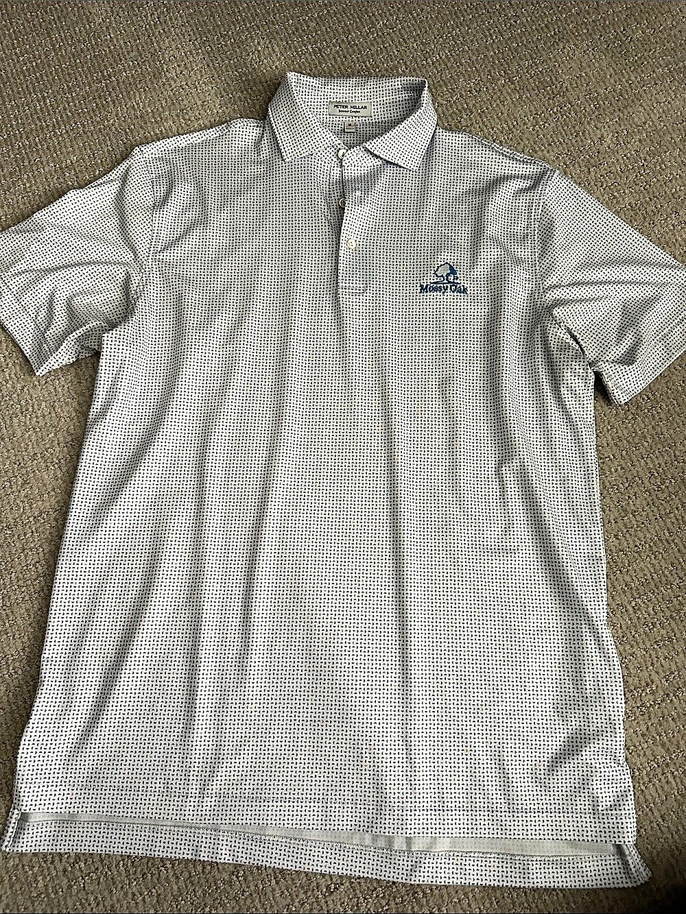 Peter Millar Summer Comfort Performance Polo Men's Geometric Polo White & Blue
